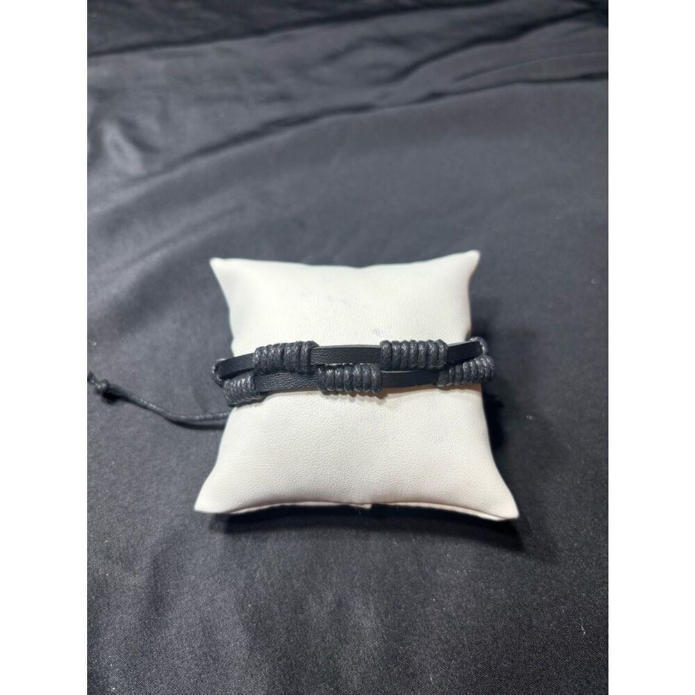 New Handwoven Black Leather Braided Bracelet